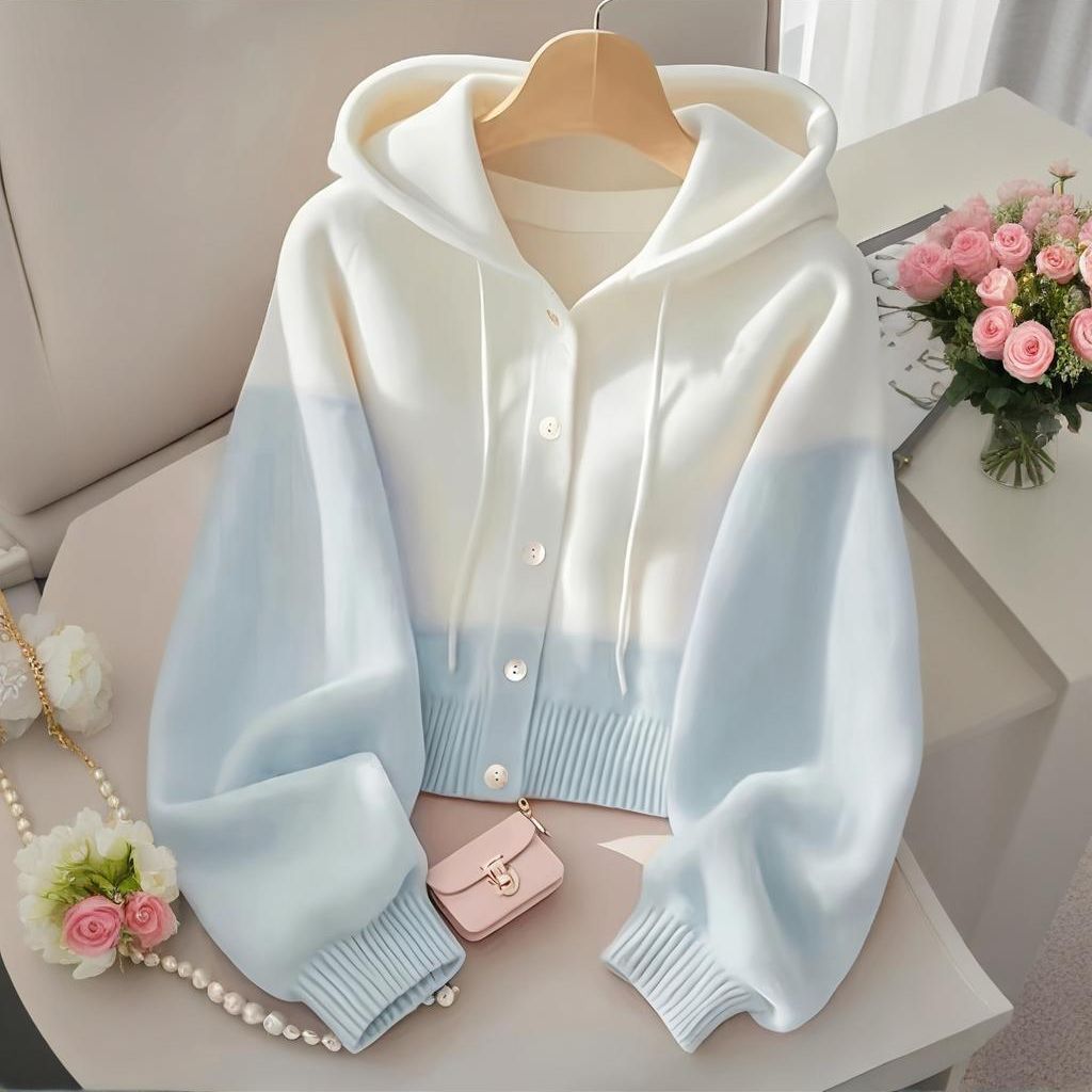 Cardigan, jacket, hoody, knitted demi-season sweater, oversize, western style, increased thickness 3