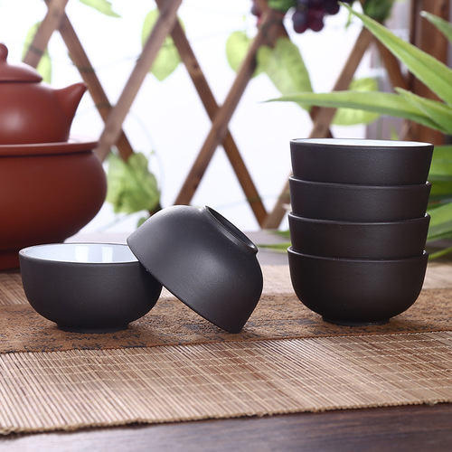 Wholesale Zisha Zhu Ni medium-sized teacups, Pu-erh Gongfu tea cups, Zhu Ni ceramic small tea cups, white glaze straight-mouth cups