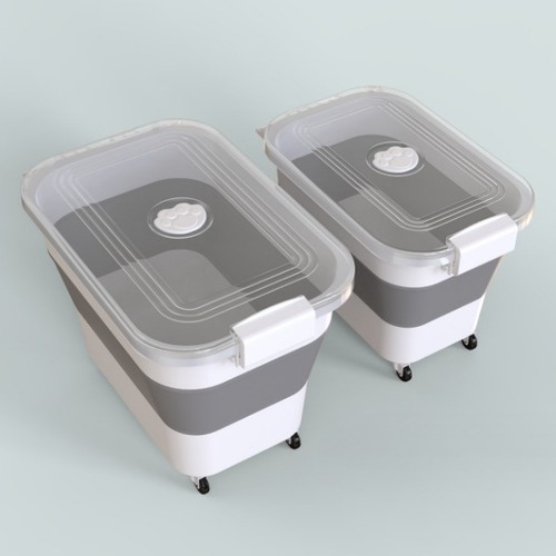 新品储粮桶折叠猫粮收纳箱加厚储存罐防虫防潮狗粮密封桶宠物储粮