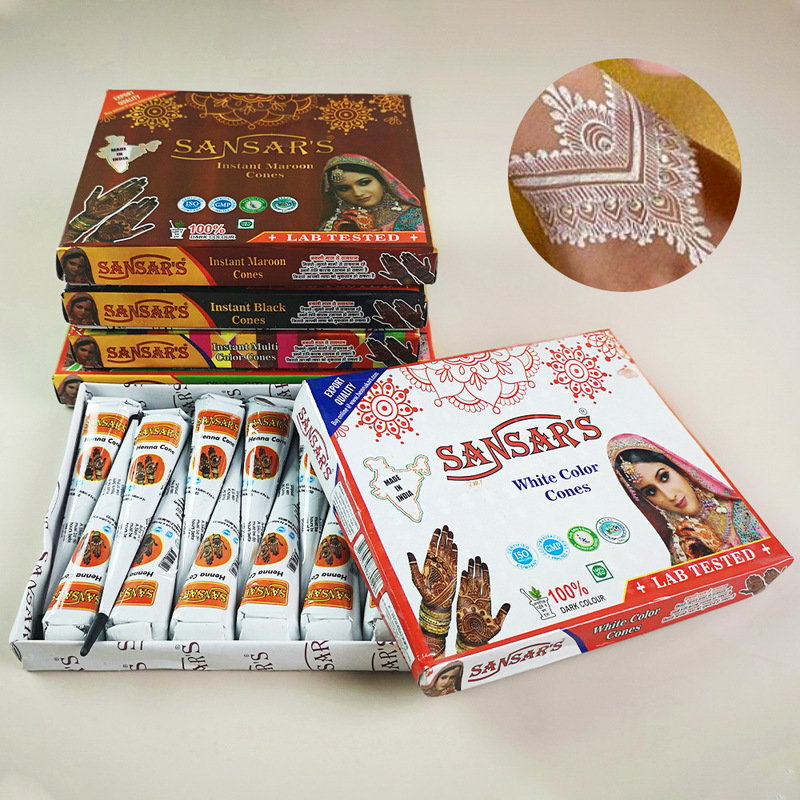 Cross-border White Tattoo Template Cream Henna Cream Henna Flower Pattern Henna Painted Pigment Henna Cream Boxed