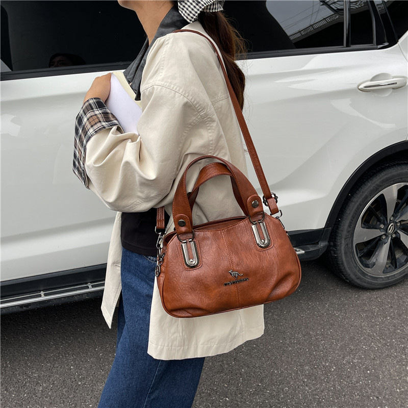 跨境热销欧美时尚软皮手提女包2025新款百搭多层单肩包通勤斜挎包|undefined