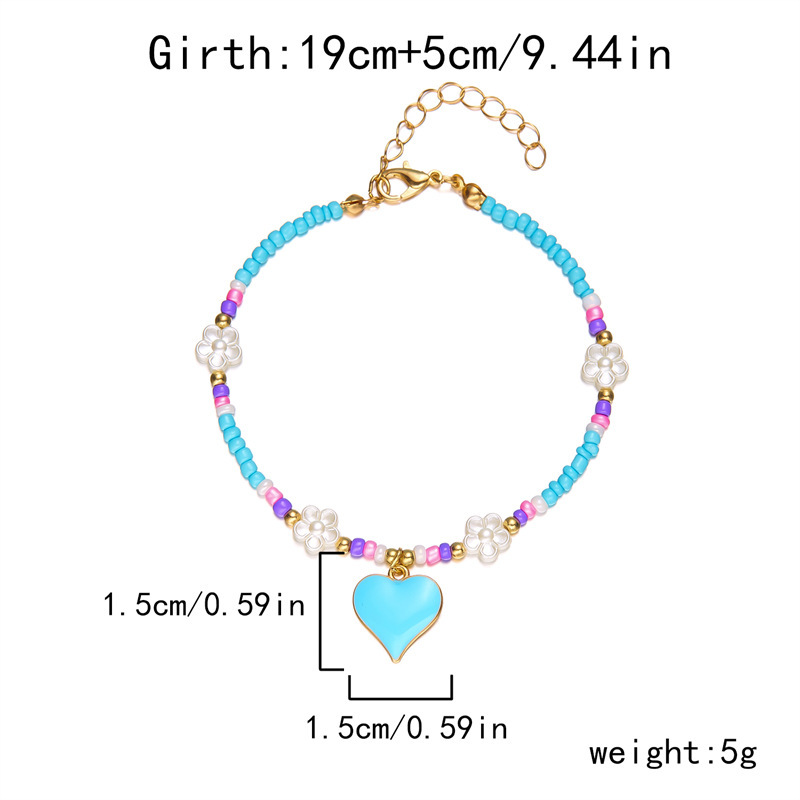 8g Weight Anklet Classification 1 Piece Quantity Holiday, Beach Occasion Seed Bead Material Heart Shape Pattern All Seasons Season Women's Gender Simple Style, Classic Style Style Wholesale Jewelry Simple Style Classic Style Heart Shape Seed Bead Anklet 15