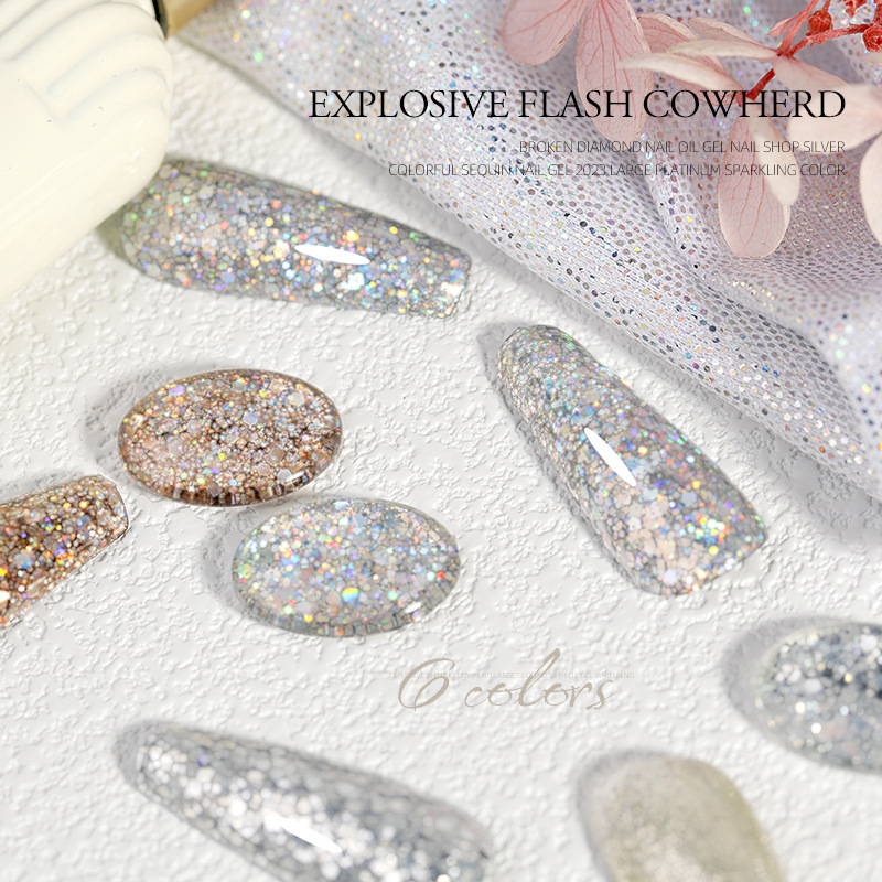 Brillo de brillo de goma de manicura láser de la temporada de nuevo color popular super brillo de diamante de manicura tienda Xiaoying lo mismo