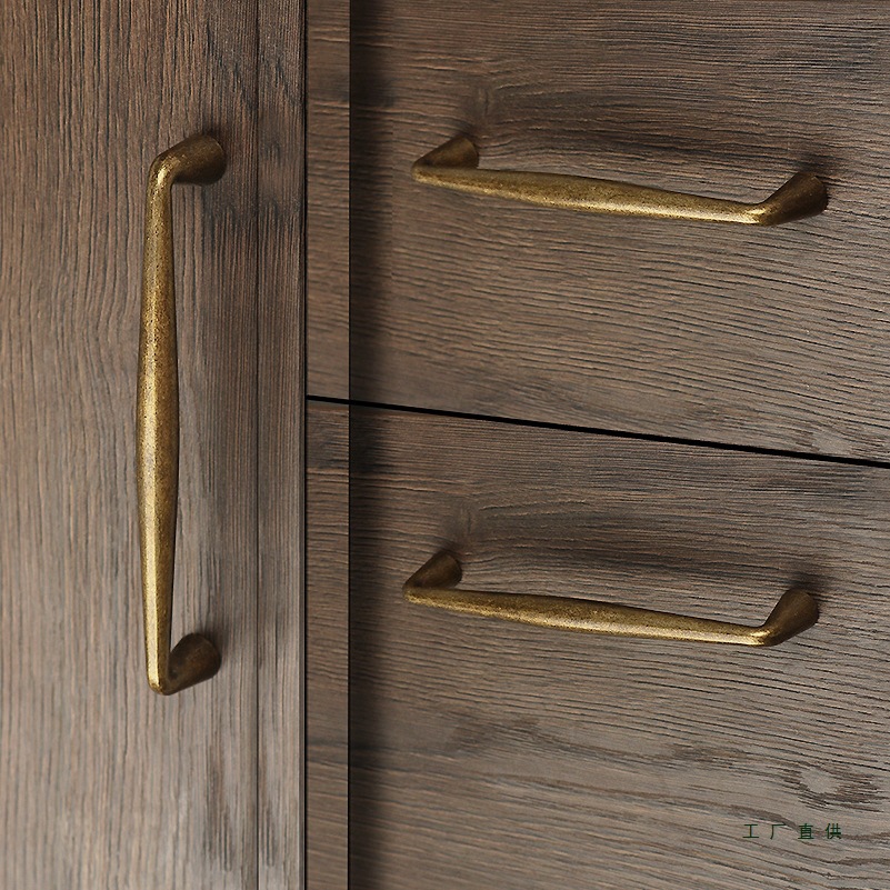 中古风橱柜抽屉小拉手复古风铜色意式法式简约轻奢家具衣柜门把手