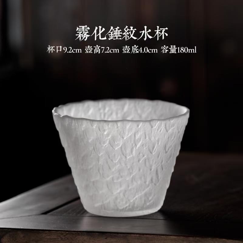 First Snow Japanese Glass Tea Cup Kung Fu Small Cup Japanese Tea Set Coaster suit Frosted Glass Personal Master Cup