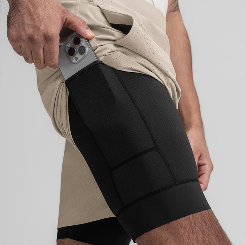Cross-Border Men's Summer Shorts, American Style Youth Two-In-One Sports Shorts, Laser Perforated Quick-Drying Pants