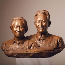 铸铜人物半身像定制真人肖像雕塑夫妻纪念铜像校园名人铜雕摆件