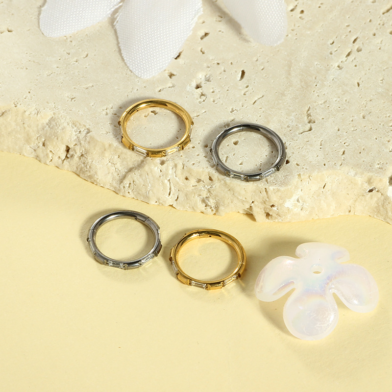 F136 G23 Titanium Diamond Nose Ring Clicker Ear Lip Ring Niche Simple Piercing Body Jewelry detail image 7