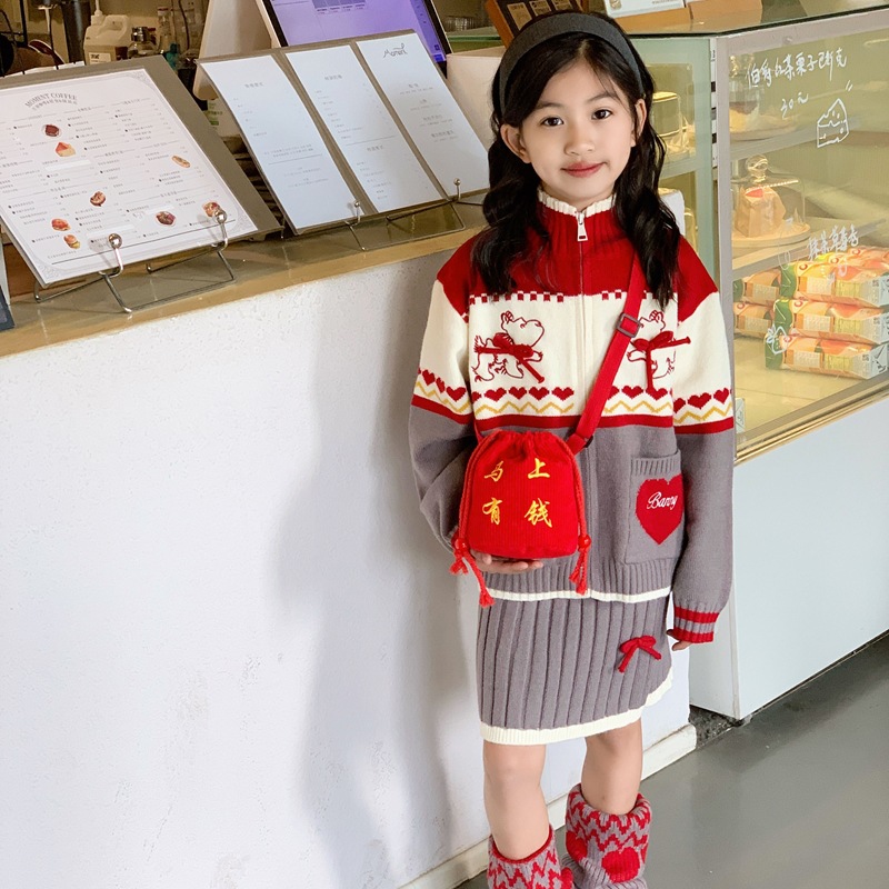 2026 bolsas rojas de Año Nuevo bolsas de niños bolsas de cambio de Año Nuevo para niños y niñas bolsas de accesorios de cuerda de extracción de bebé