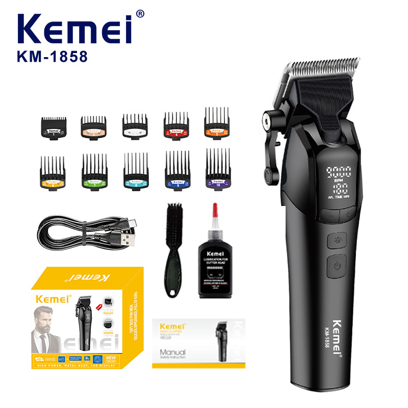 Kemei salón de peluquería especial cortador de pelo afeitado eléctrico cortador de corte eléctrico digital profesional KM - 1858