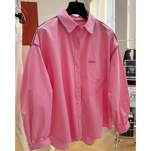 Large size women's spring long-sleeved shirt high-end niche shirt chic casual loose women's new trendy top