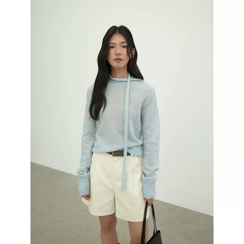 MMC半高领针织衫女十三行秋季新款显瘦韩系高级感羊毛长袖打底衫