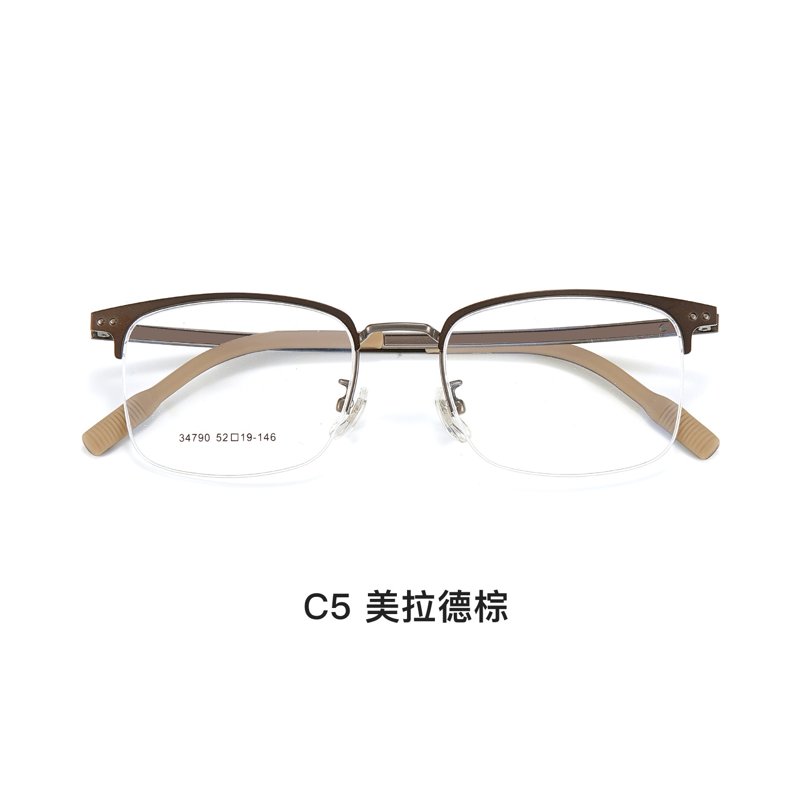 Voss el mismo marco de gafas de aleación de medio marco de negocios de doble punto cabeza de pila superelástica puede equiparse con marco de gafas de miopía al por mayor