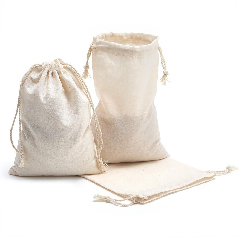 Pure Cotton Drawstring Pouch Spice Tea Bag Jewelry Gift Packaging Dustproof Food Reusable