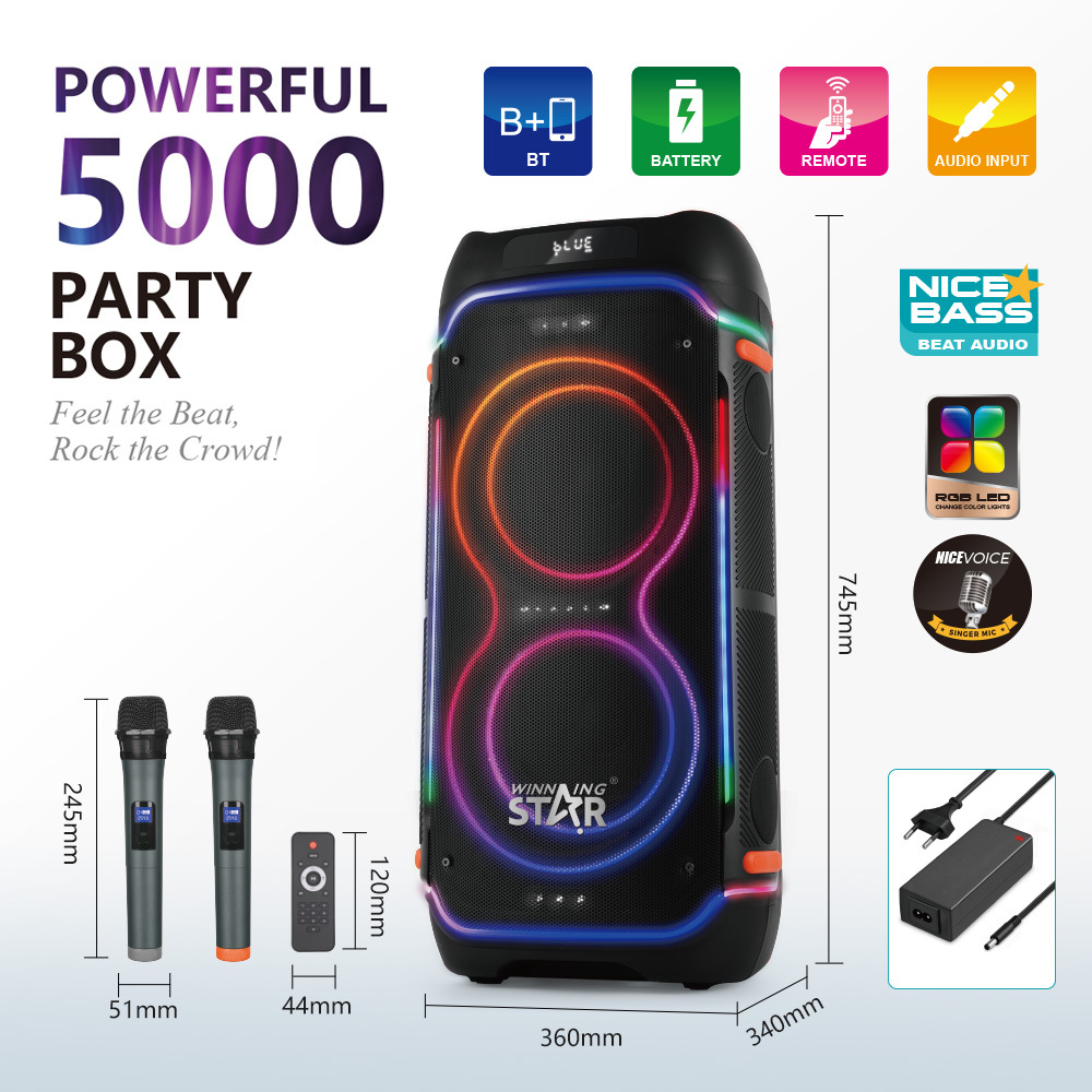 WINNING STAR doble tirón de ocho pulgadas tweeter gran altavoz de comercio exterior gran fiesta audio altavoz Bluetooth