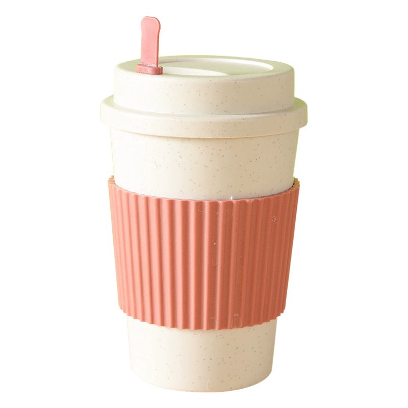 Оптовая продажа: портативная кружка для кофе и воды с крышкой из пшеничного волокна от производителя, экологически чистый материал