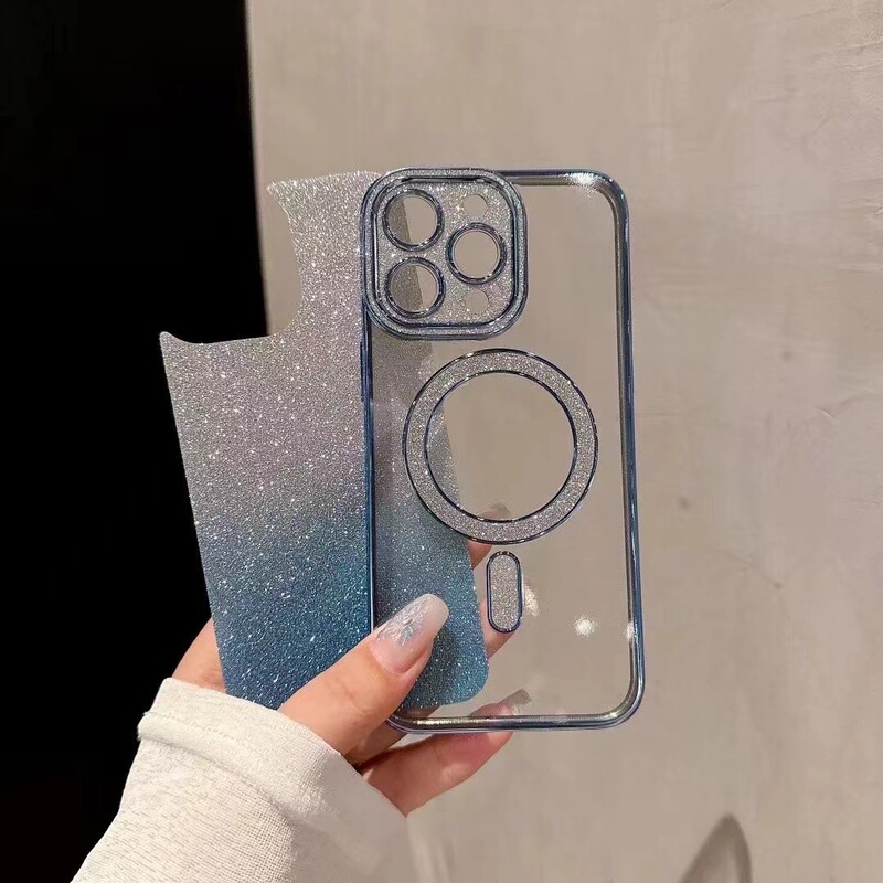 iPhone15proMAXに適した新しいモデルグリッターグラデーション磁気充電携帯電話ケースApple 13オールインクルーシブ落下防止|undefined