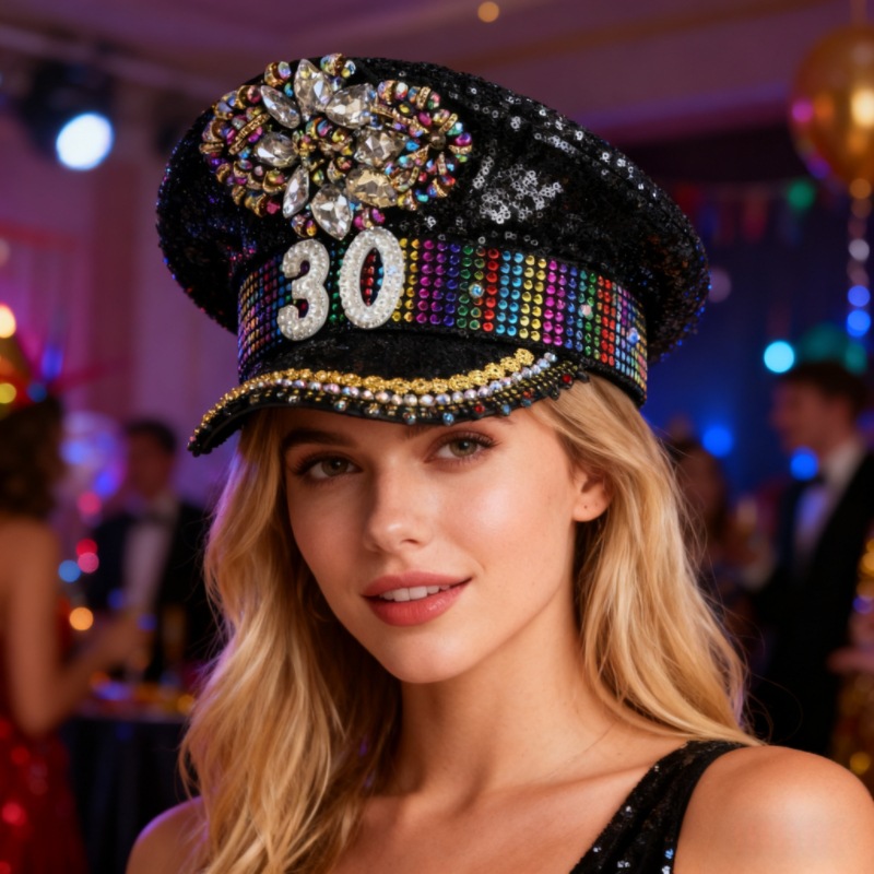 Sombrero azul marino con incrustaciones de diamantes, boina estilo punk, sombrero y2k, sombrero de marinero para mujer con ambiente otoñal e invernal, sombrero dorado para clima frío