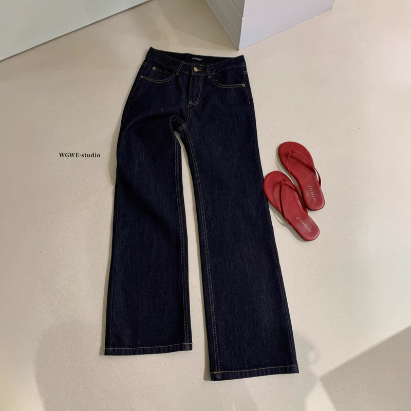 Wgwe Design Mid-Waist Loose Slimming Straight-Leg Casual Pants for Women 2026 Spring/Summer New Style Leg-Lengthening Jeans