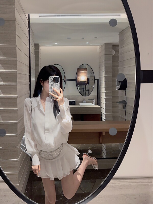 Korean Style Hot Girl Long-Sleeved Shirt Dress Women's Pure Lust Ruffled Skirt 2025 Early Autumn New Style