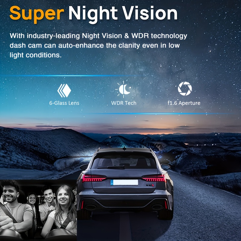 2024起爆推奨自動車ドライブレコーダhd夜視1080p車載360度車前車内ダブルミラー|undefined