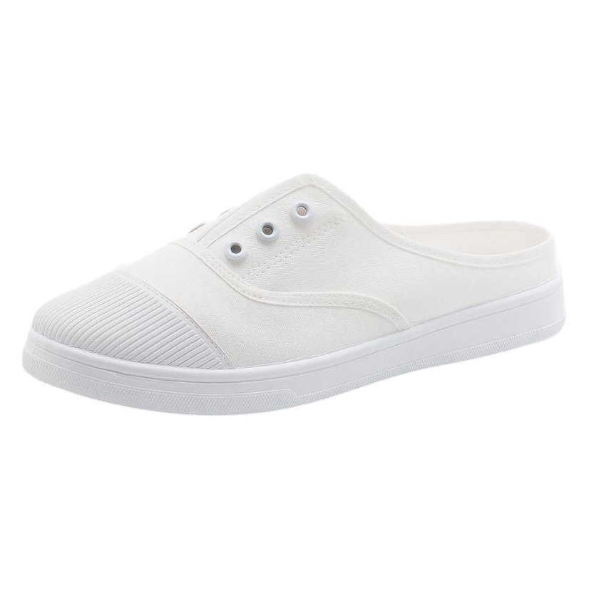 White Shoes Women's Summer No Heel Canvas Shoes Student Shoes Korean-style Lazy Shoes All-match Half-length 41 Yards Available All Year-Round
