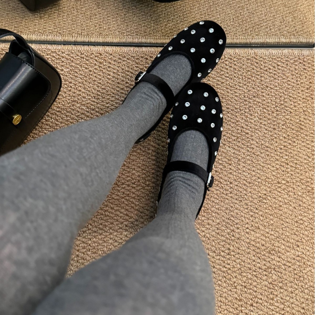 Genuine Leather Rhinestone Single Shoes For 2024 Autumn Matching Dress Pregnant Women Soft Sole Loafers Mary Jane Spring_vogvips.com