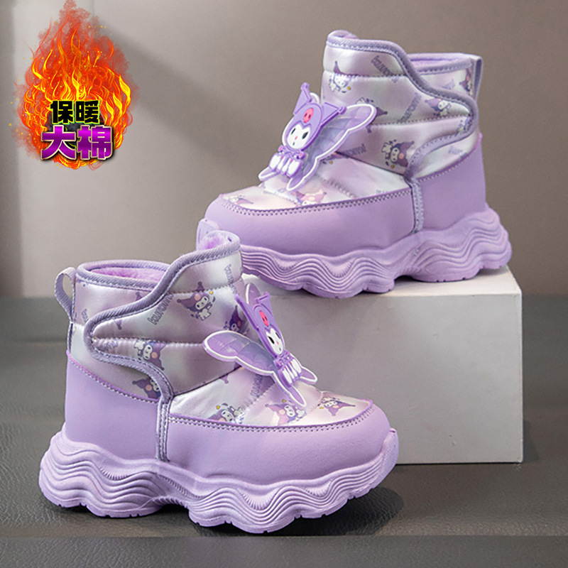 Girls' Thick Cotton Shoes, Children's Snow Boots, Winter 2025 New Princess Cotton Boots, Warm Non-Slip Short Boots for Girls