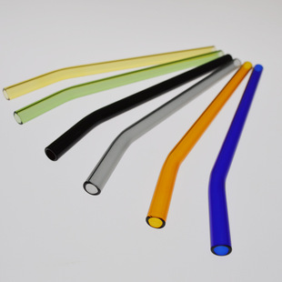 High Borosilicate Glass Elbow Juice Milk Straw, Non-Stick Lipstick, Universal for Hot and Cold, Individually Packaged Straw