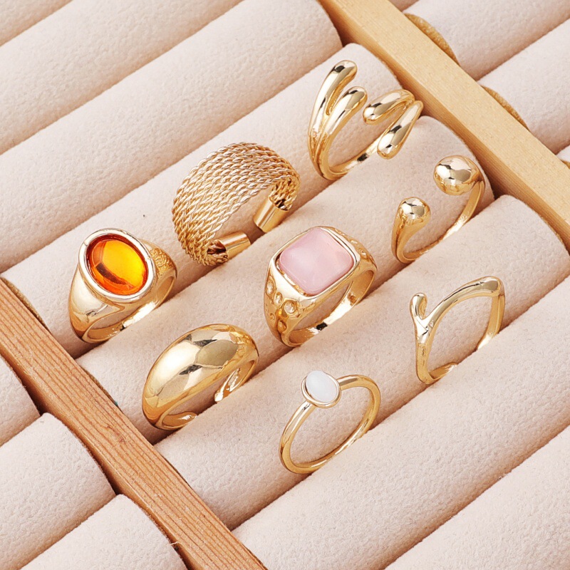 European and American Cross-Border Jewelry Ocean Style Starfish Ring Set Design Irregular Metal Ring Women's Accessories Jewelry