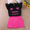 Summer set with bow, suitable for import, with short sleeve, children's clothing, wholesale