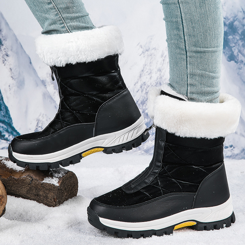 Scarpe da donna autunno e inverno più velluto spesso impermeabile antiscivolo suola spessa nord-est cotone caldo casual stivali da neve_voghion.com