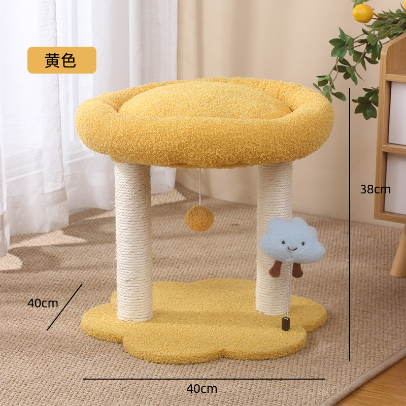 Marco de escalada para gatos con orejas de conejo, dos capas de nido para gatos, columna de agarre para gatos de sisal integrada, juguetes para trepar, suministros para mascotas al por mayor