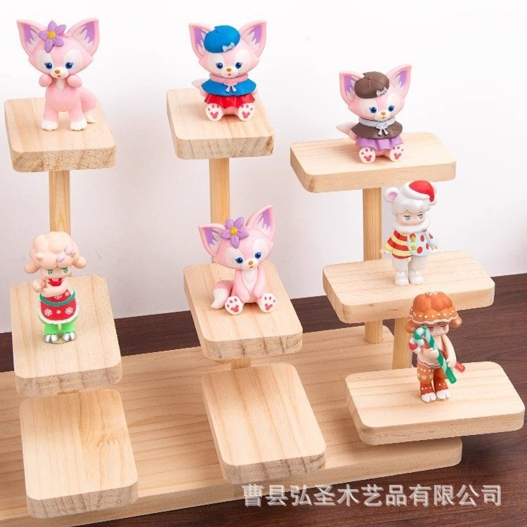 Soporte de flores Soporte de escalera multicapa Soporte de decoración de cosméticos de almacenamiento de mesa de madera maciza Soporte de decoración de caja ciega