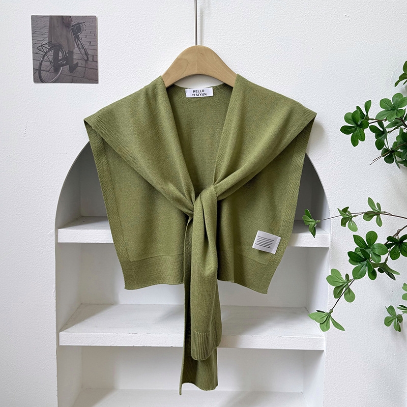 Challas de punto para mujeres primavera y verano coreano nuevo exterior de color sólido pequeño challas de aire acondicionado sala challas cuello falso hombro