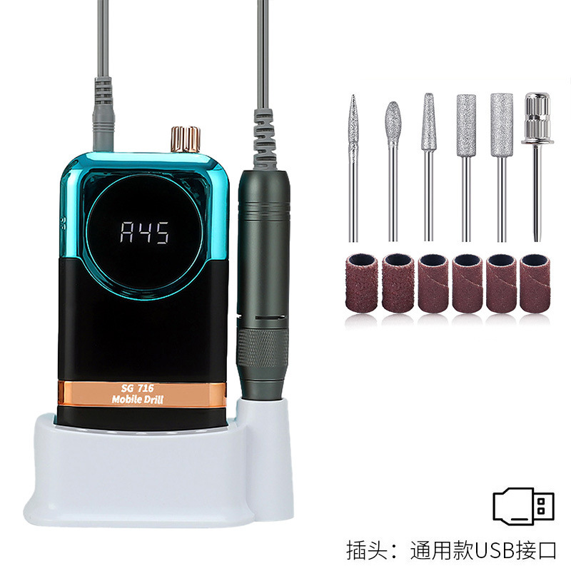 Lijadora de uñas de almacenamiento de energía transfronteriza 45000RPM Lijadora de uñas eléctrica de alta rotación con lijadora de uñas con base