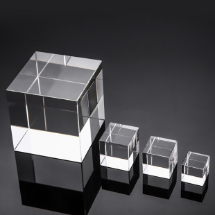 Transparent crystal cube decoration inner carved glass cube geometric cube props modern decoration photography props