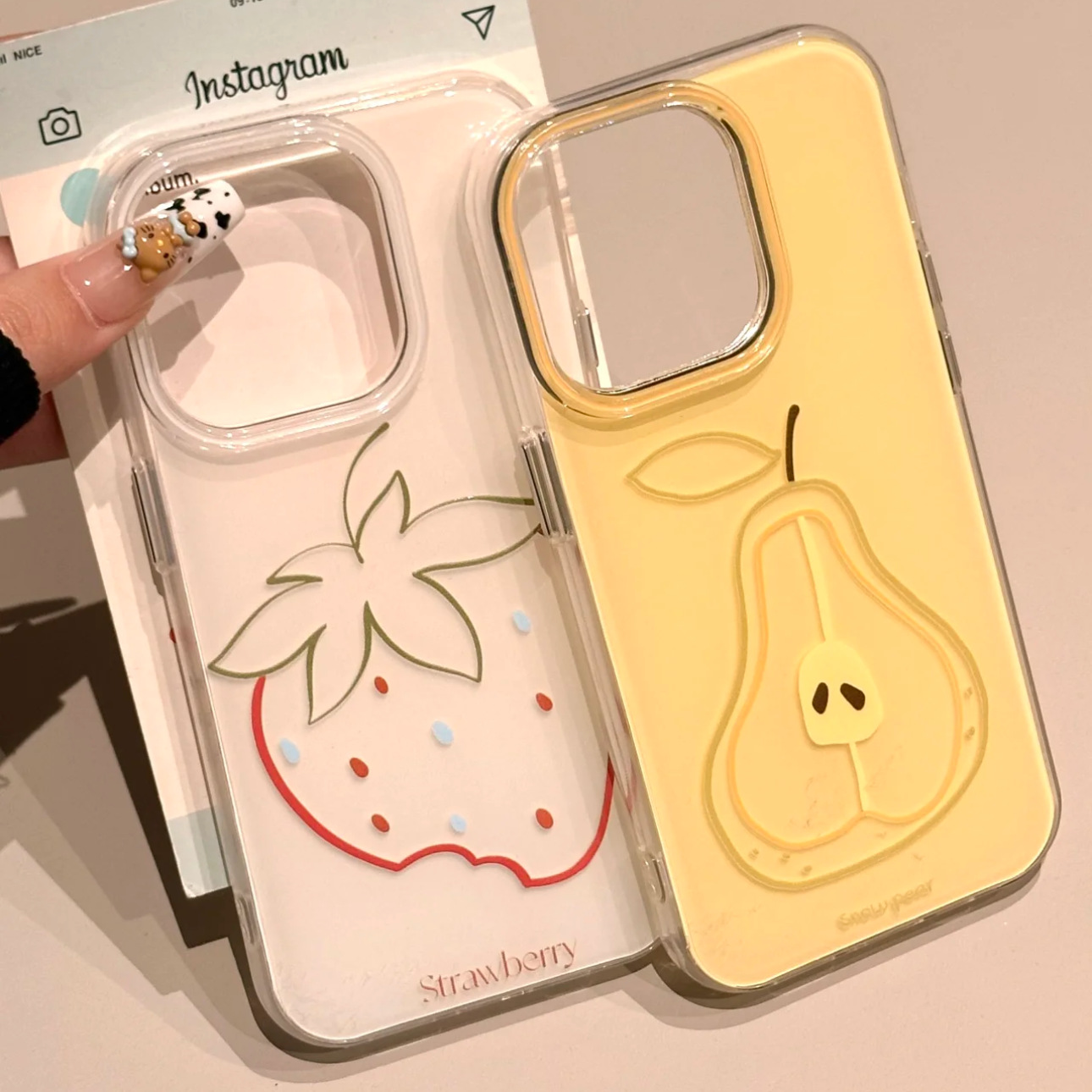 IMD Pear Strawberry Painted Cute Phone Cases Phone Accessories display picture 1