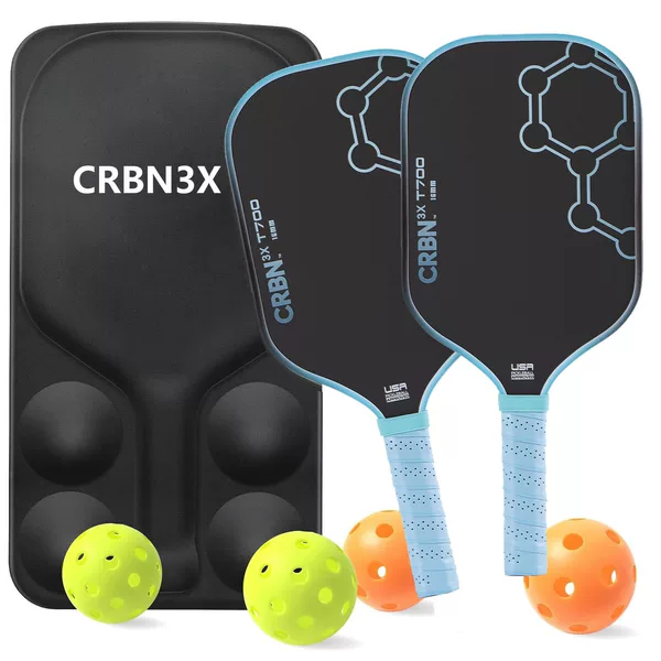 T700 carbon fiber pickleball paddle, CRBN3X fabric, matte finish, EVA grip, professional competition pickleball set