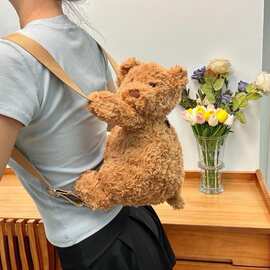 Jc新款跨境巴塞罗熊背包玩偶泰迪熊包包女生可爱毛绒玩具双肩包