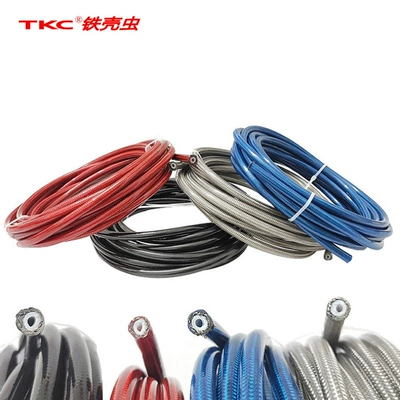 Teflon Electric Vehicle Brake Oil Tubing - silver-inner-ptfe-middle-steel-wire-layer-outer-pu