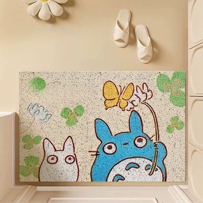 Cute Cartoon Entryway Mat, Avtomobil döşəmə paspasları - little-totoro-4060cm-silk-circle