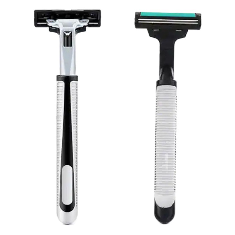 Hojuelas de afeitar manuales, cabezal de afeitar de doble capa portátil universal para hombres, dos accesorios, lavado al por mayor, tres en uno