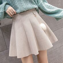 毛呢a字半身裙秋冬女装2025年秋季新款冬裙子高腰百褶短裙裤时尚