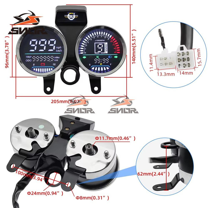 Motorcycle Instrument Digital Waterproof Meter Suitable for Suzuki GN125 Motorcycle Fuel Gauge Voltmeter