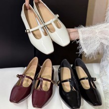 2025新款优雅复古细中跟小方头玛丽珍鞋搭扣女鞋时尚休闲单鞋