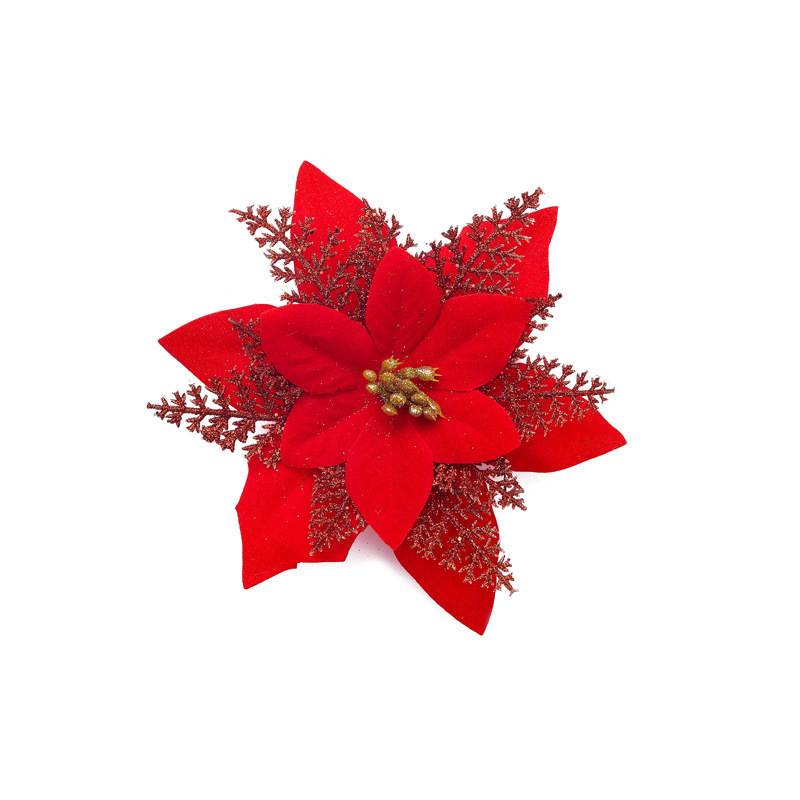 2024 nueva flor de navidad de plástico simulación flor de navidad decoración de árbol de navidad colgante accesorios de guirlanda atmósfera navideña