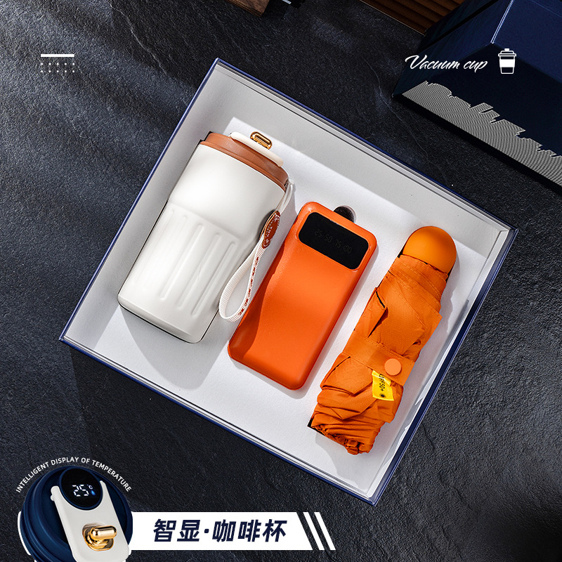 Taza de café Juego de paraguas Regalo de empresa Logotipo personalizado Práctico evento de alta gama Reunión Caja de regalo para empleados