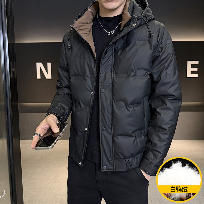 国标50男士冬季五防免洗羽绒服连帽帅气百搭鸭绒保暖青年夹克外套