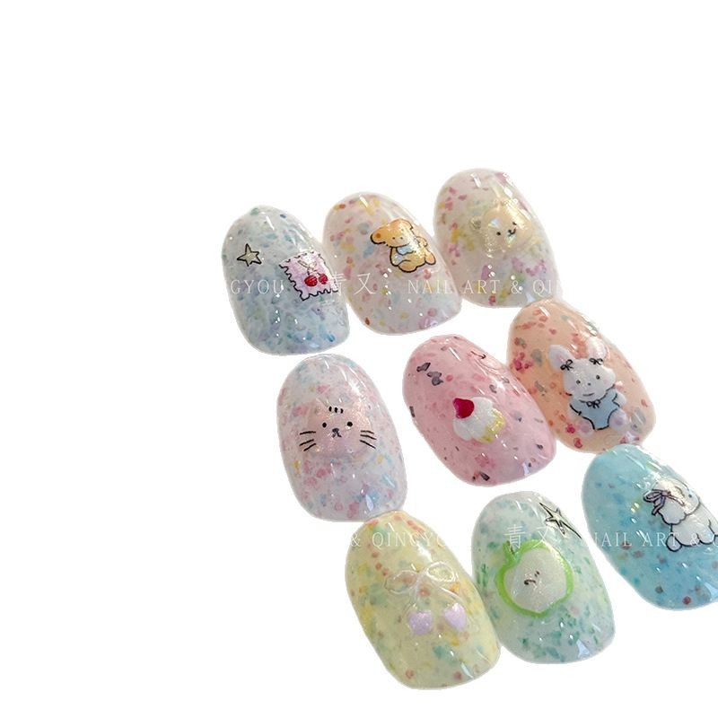 Red de celebridades de Internet nuevo pegamento de esmalte de uñas con textura Jiugongge pegamento de pintura al óleo de caramelo desechable en relieve pegamento de color pintado tridimensional al por mayor
